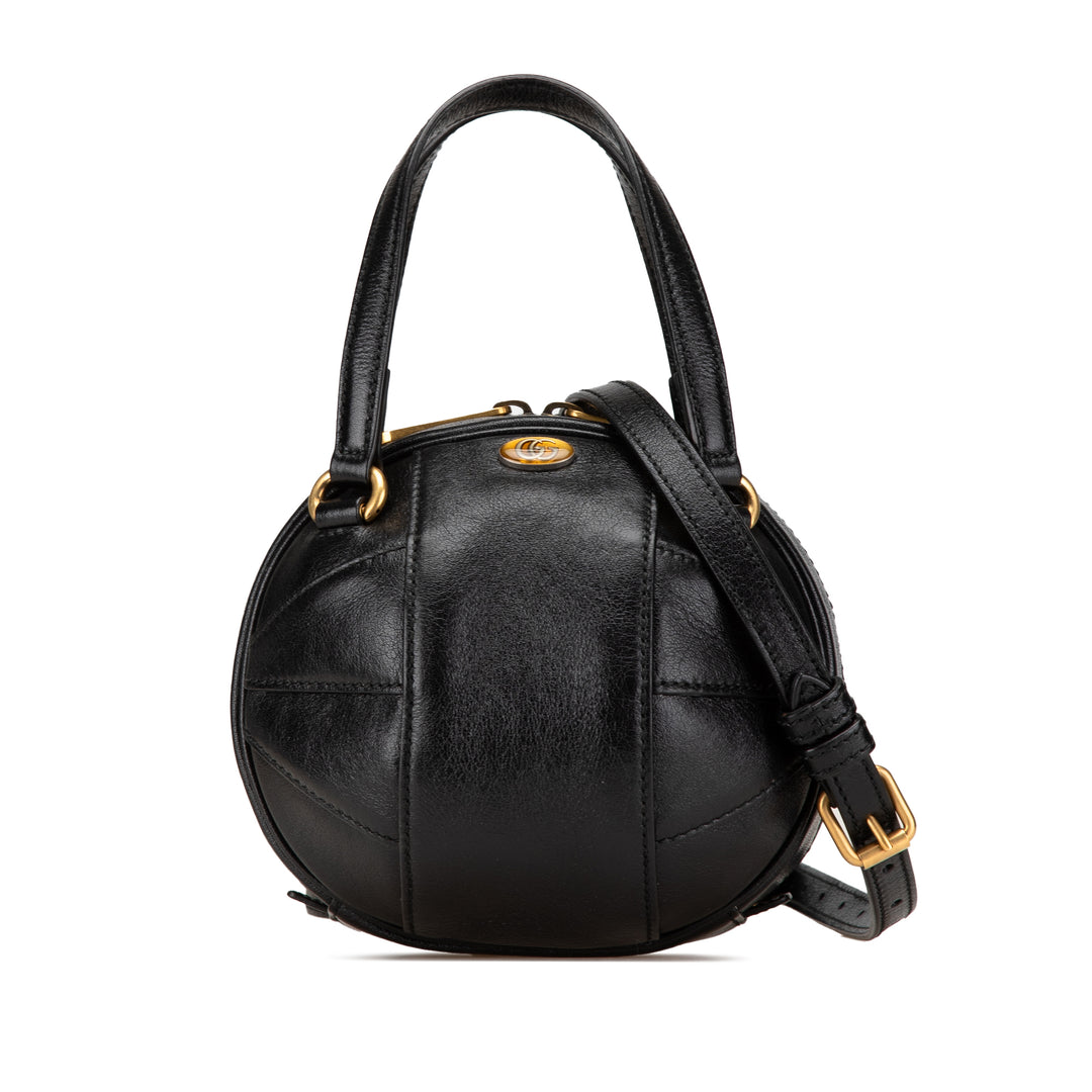 Mini Leather Water Buffalo Tifosa Basketball Bag Black - Gaby Paris