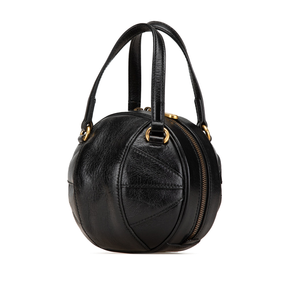 Mini Leather Water Buffalo Tifosa Basketball Bag Black - Gaby Paris