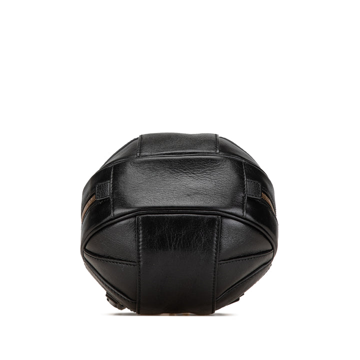 Mini Leather Water Buffalo Tifosa Basketball Bag Black - Gaby Paris