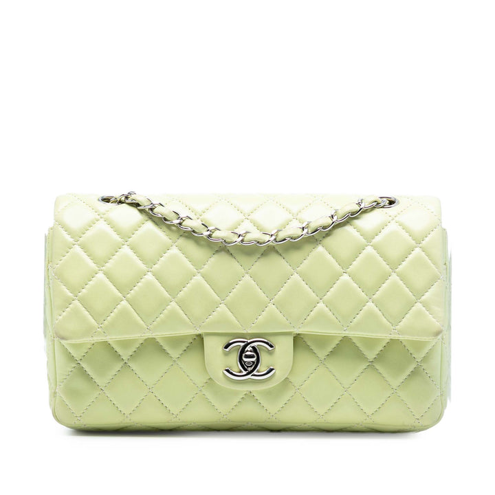 Chanel Medium Classic Cuir d’agneau Double rabat Vert