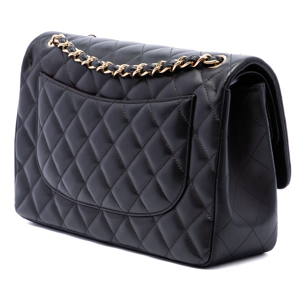 Chanel Sac porté épaule Classic Double rabat Jumbo Cuir d'agneau Noir – vue 2 – GABY PARIS