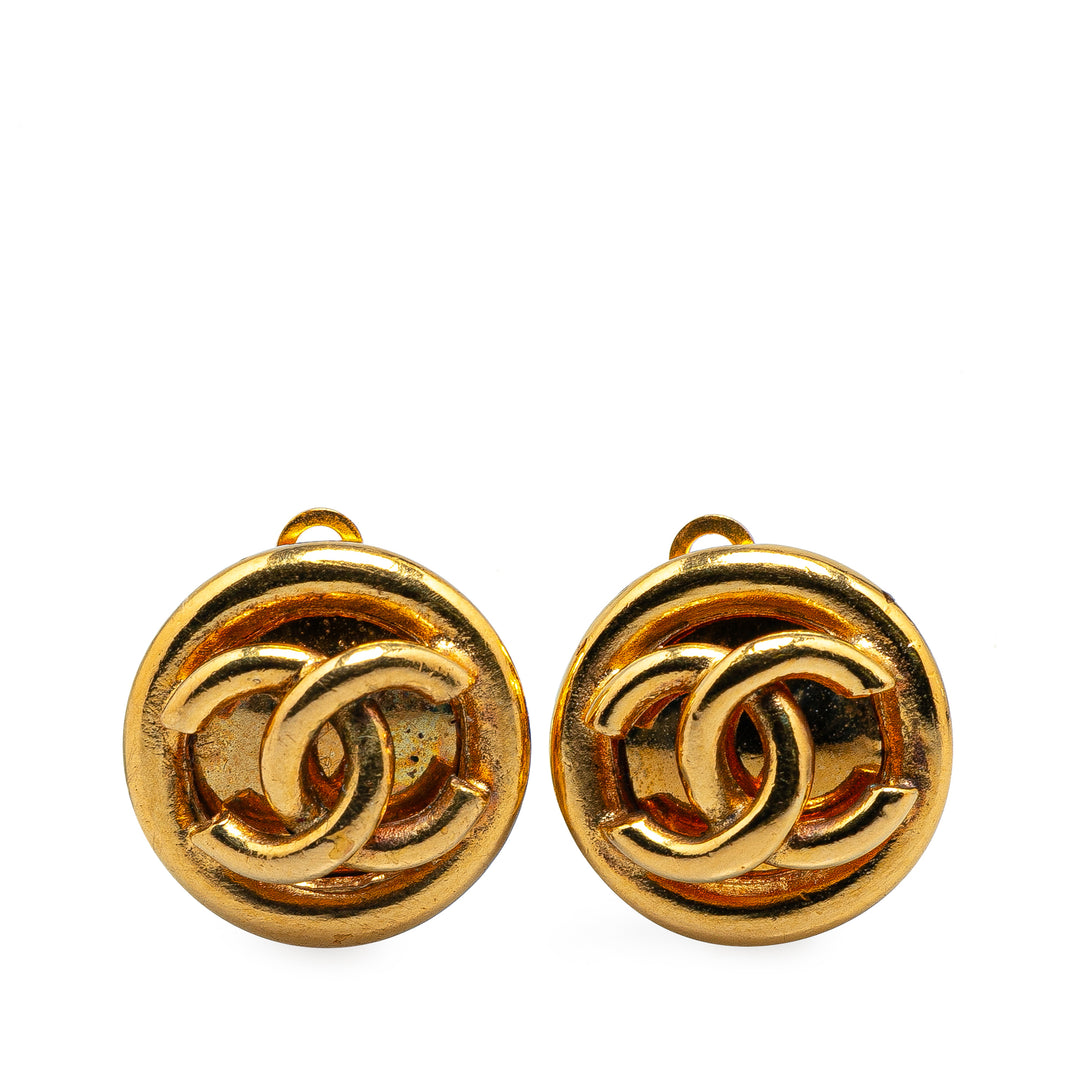 Gold Plated CC Clip On Earrings Gold - Gaby Paris