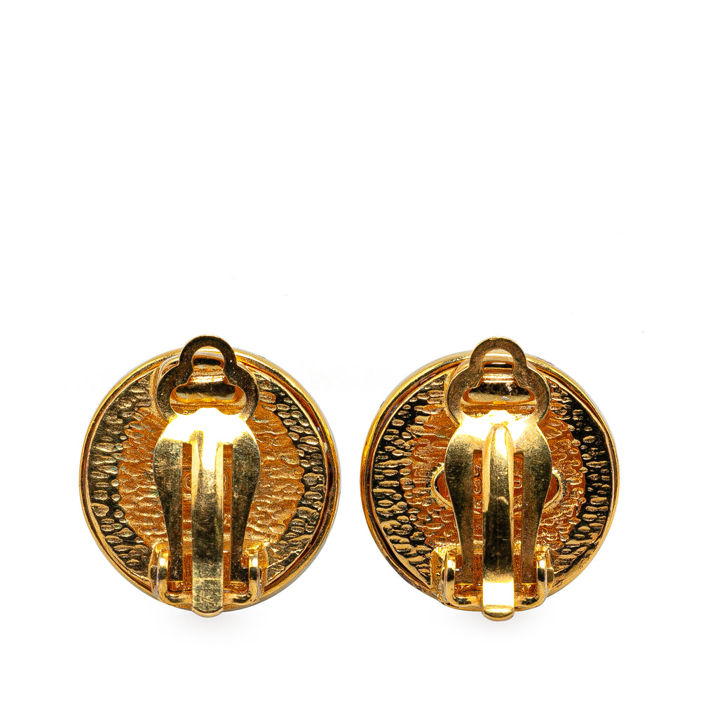 Gold Plated CC Clip On Earrings Gold - Gaby Paris