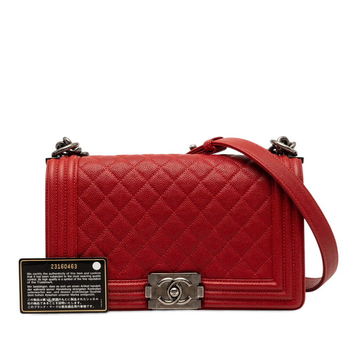 Chanel Old Medium Matelassé Caviar Boy à rabat