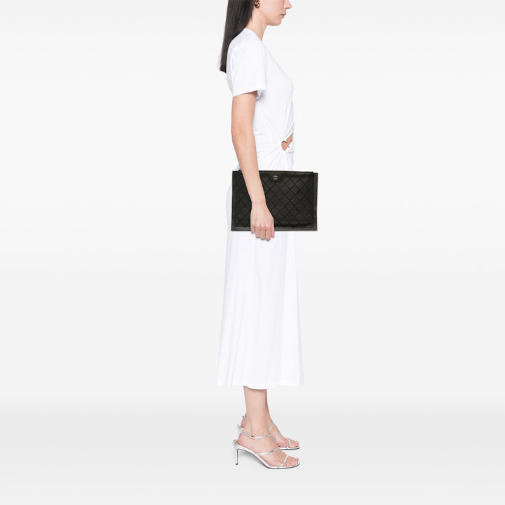 Chanel CC Stitched Cuir d’agneau Pochette Noir