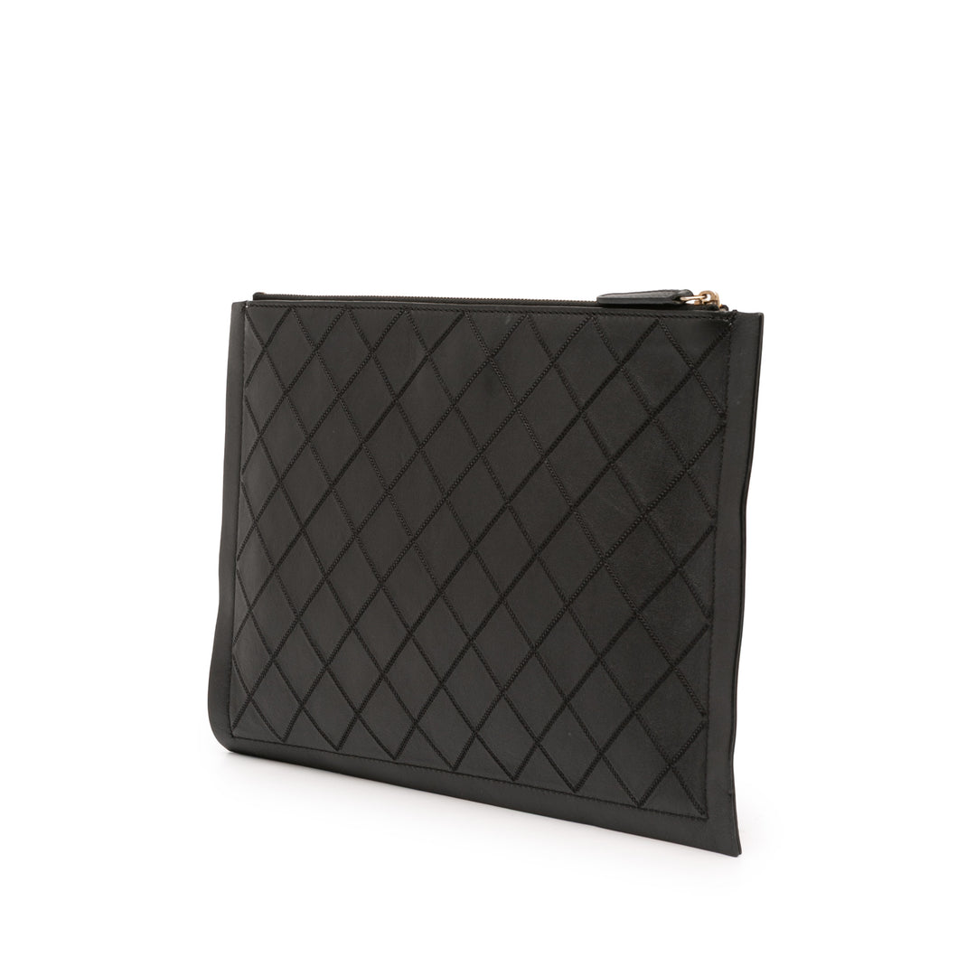Chanel CC Stitched Cuir d’agneau Pochette Noir