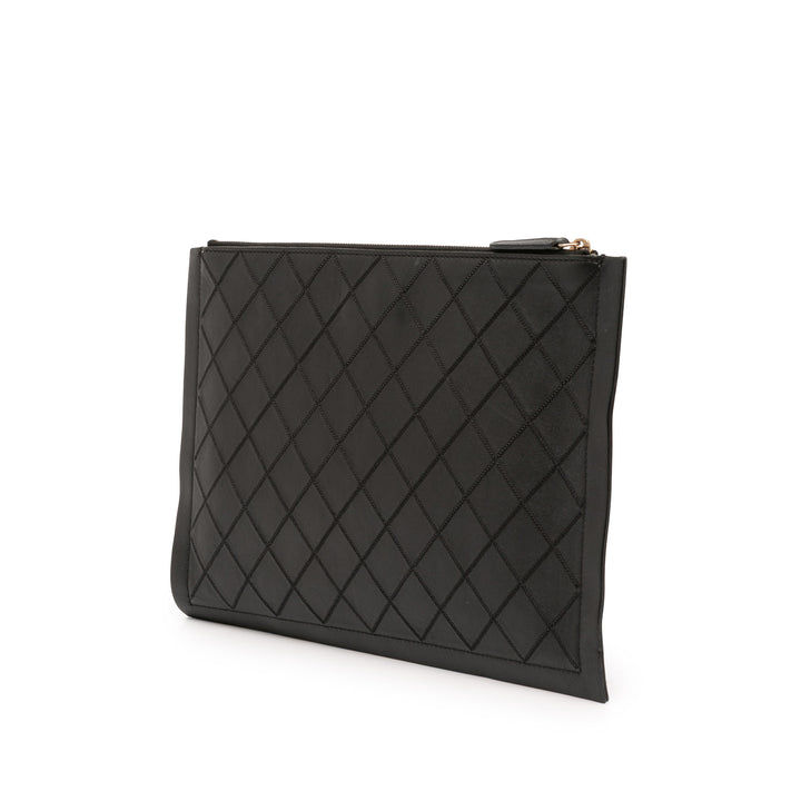 Chanel CC Stitched Cuir d’agneau Pochette Noir