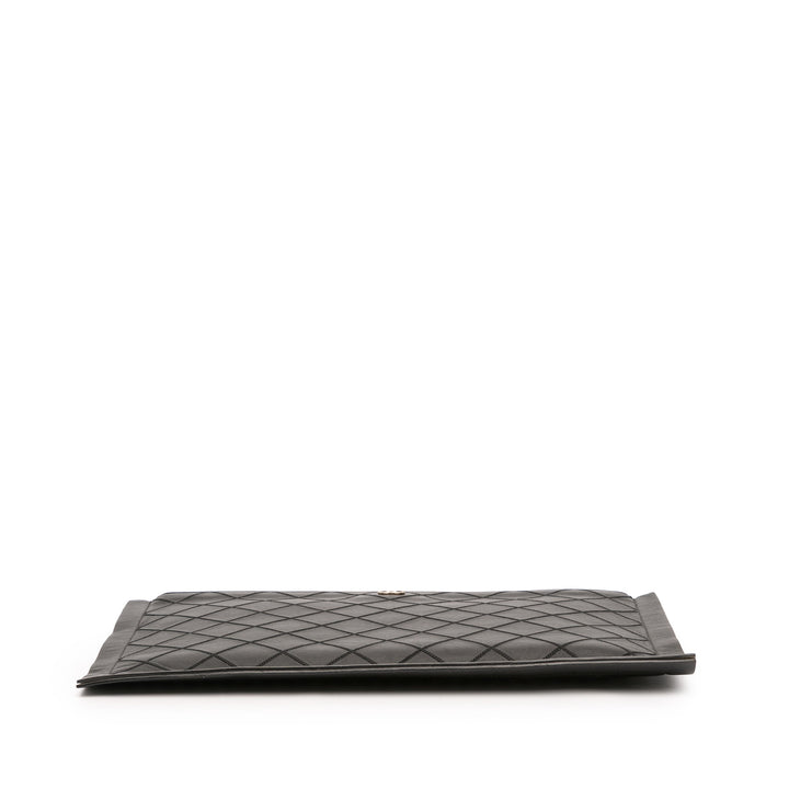 Chanel CC Stitched Cuir d’agneau Pochette Noir