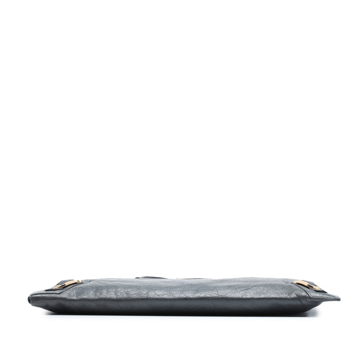 Motocross Classic Zippé Plat Pochette Cuir d'agneau Gris