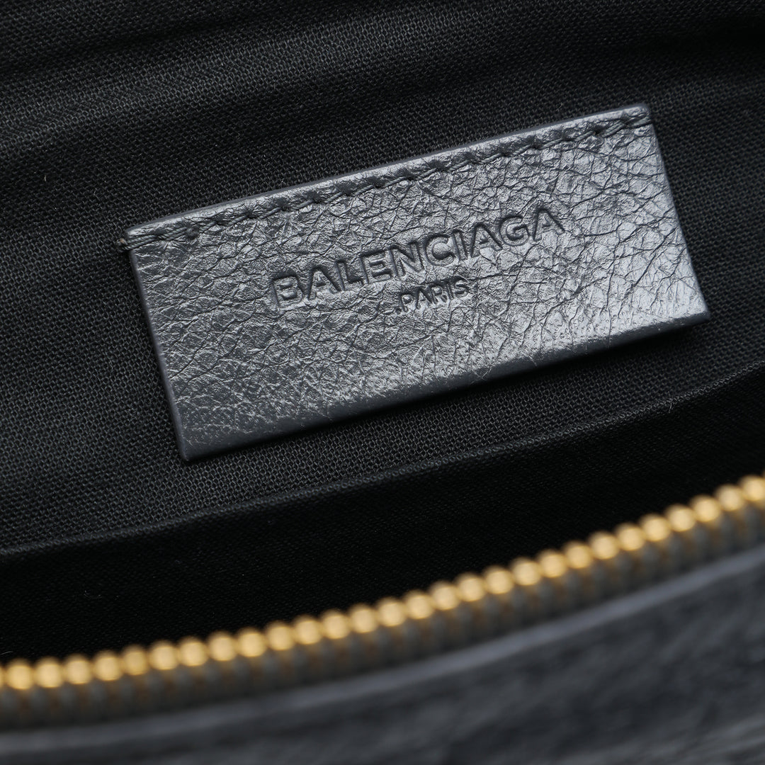 Motocross Classic Zippé Plat Pochette Cuir d'agneau Gris