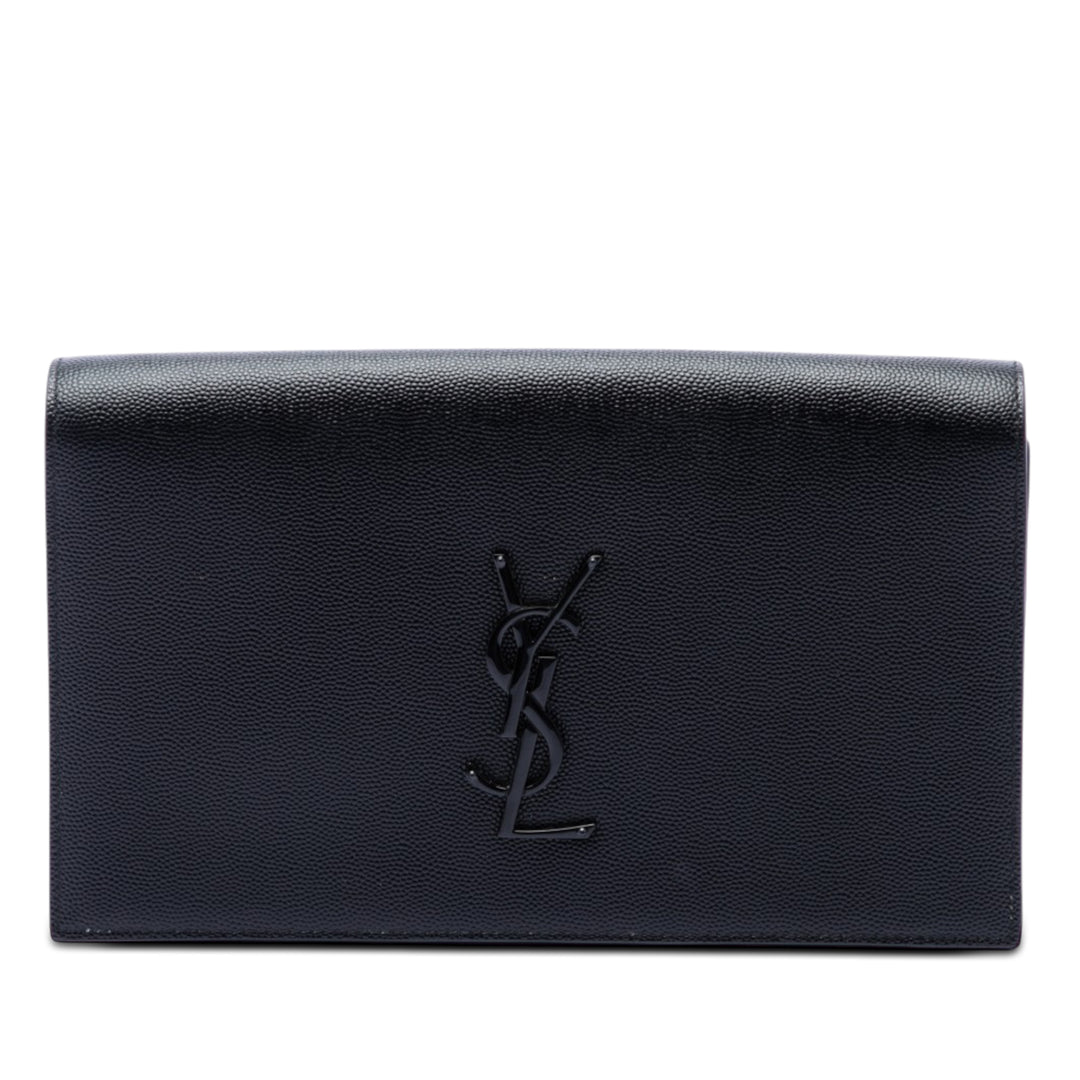 Saint Laurent Grain de Poudre Monochrome Kate Pochette Monogram Noir – vue principale – GABY PARIS