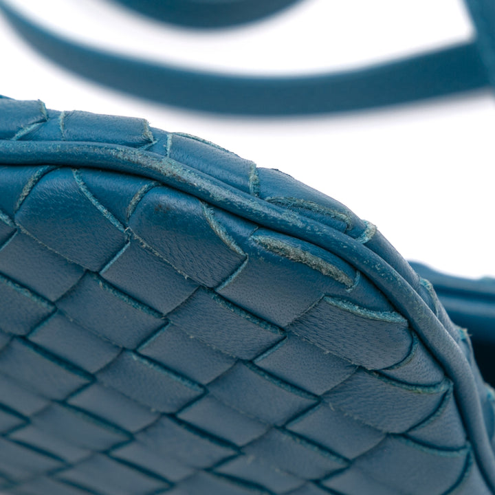 Mini Nappa Intrecciato Turn Lock Crossbody Blue - Gaby Paris