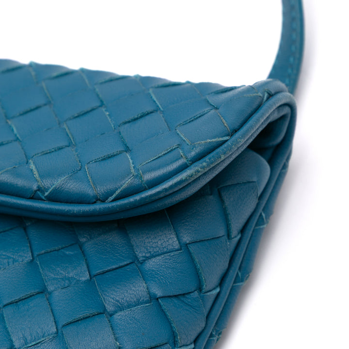 Mini Nappa Intrecciato Turn Lock Crossbody Blue - Gaby Paris