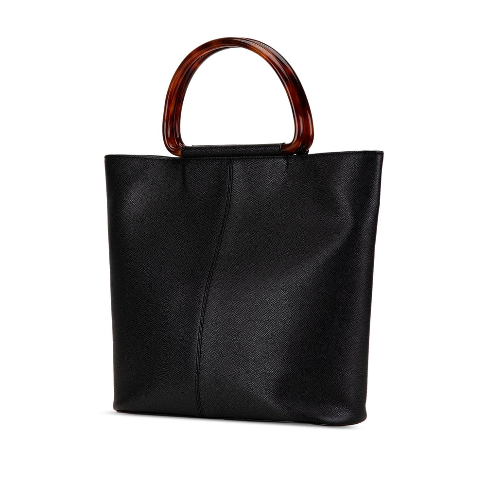 Caviar Tortoise Top Handle Tote Black - Gaby Paris