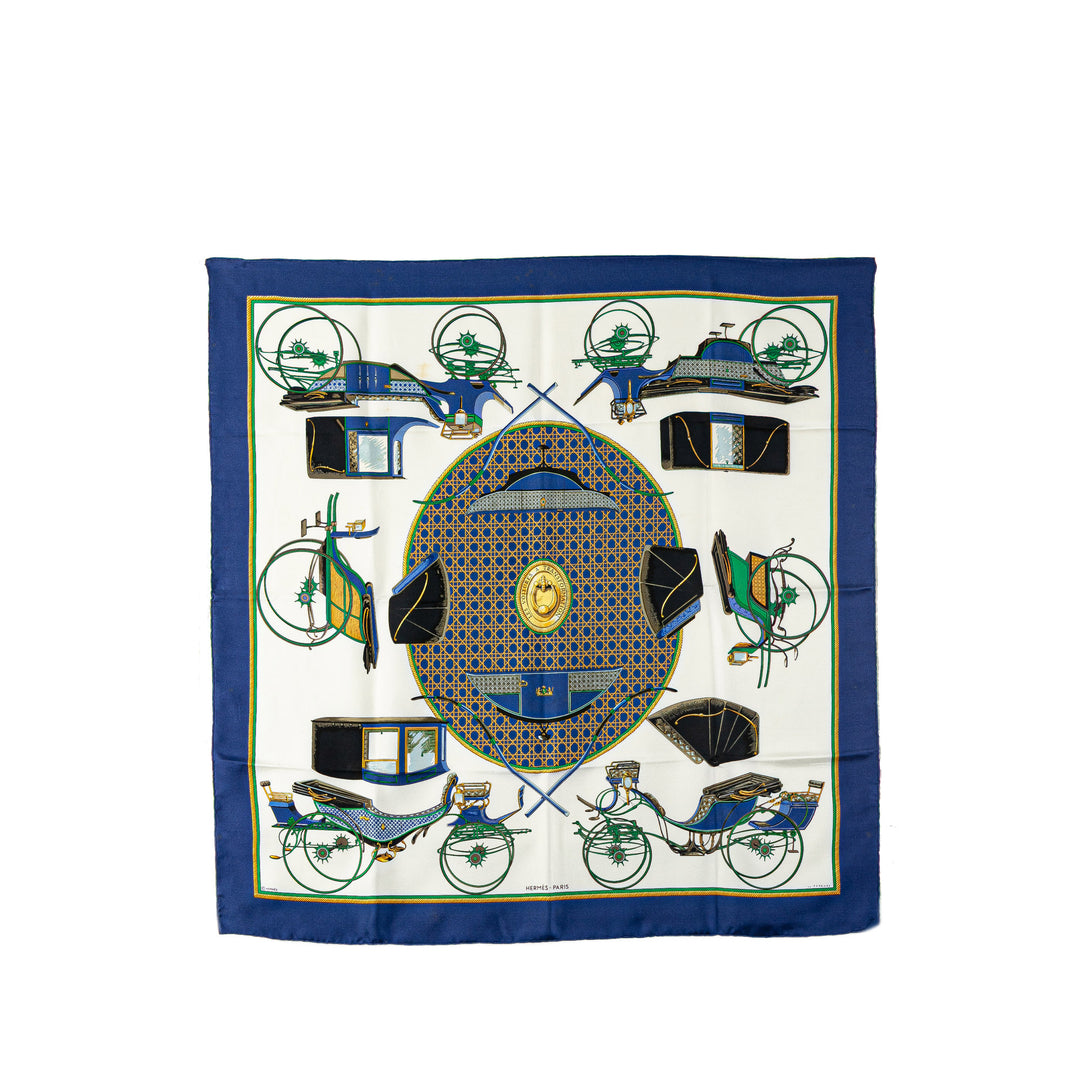 Hermès Les Voitures A Transformation Soie Foulard Blanc – GABY PARIS Authentique
