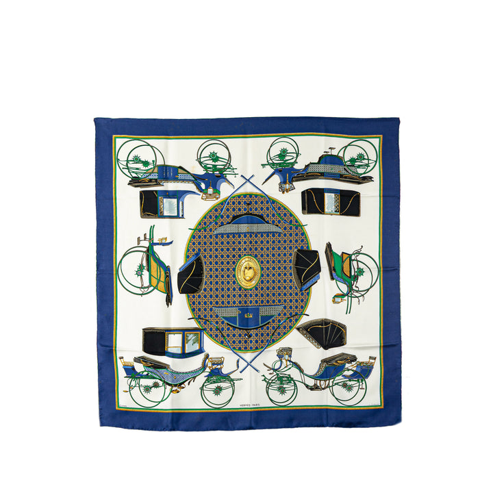 Hermès Les Voitures A Transformation Soie Foulard Blanc – GABY PARIS Authentique