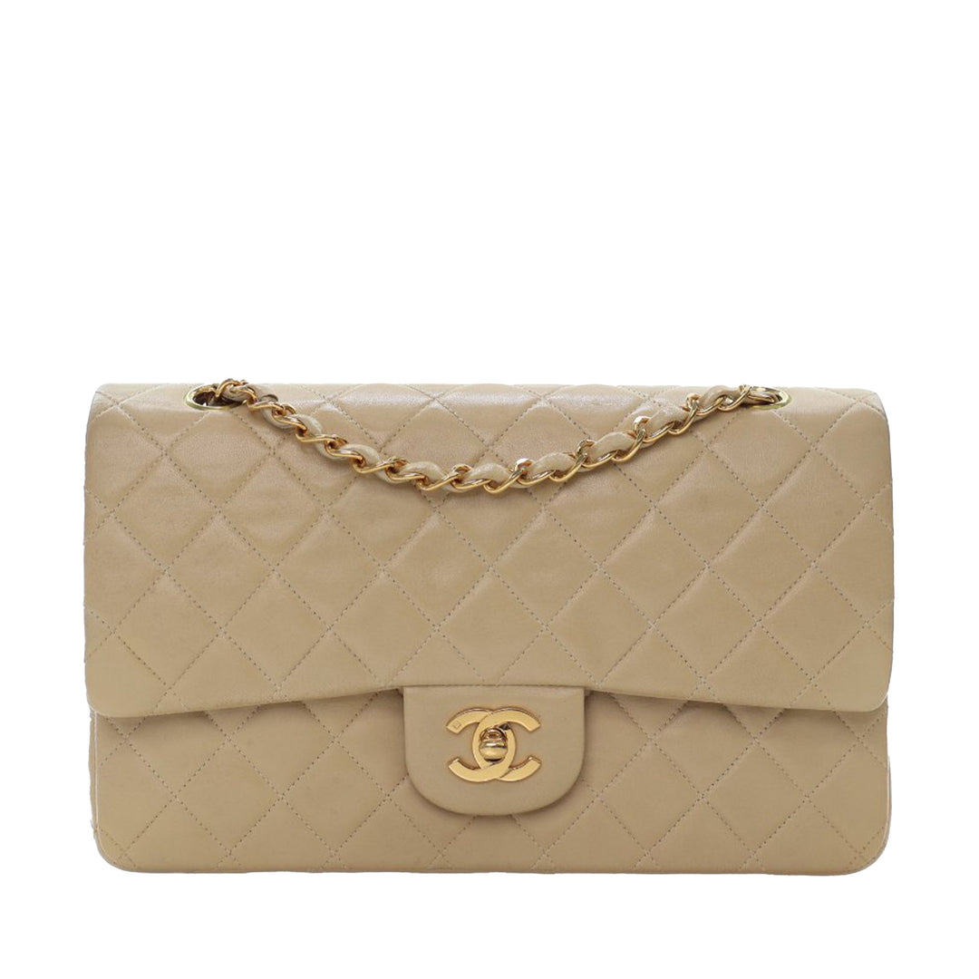 Medium Classic Lambskin Double Flap Brown - Gaby Paris