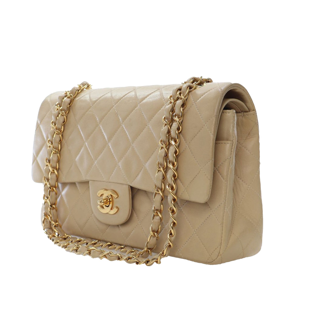 Medium Classic Lambskin Double Flap Brown - Gaby Paris