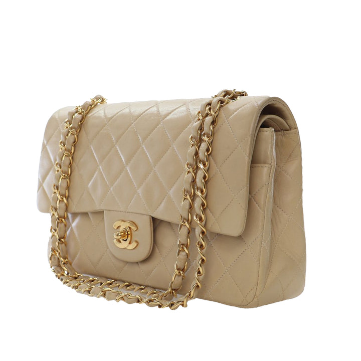 Medium Classic Lambskin Double Flap Brown - Gaby Paris