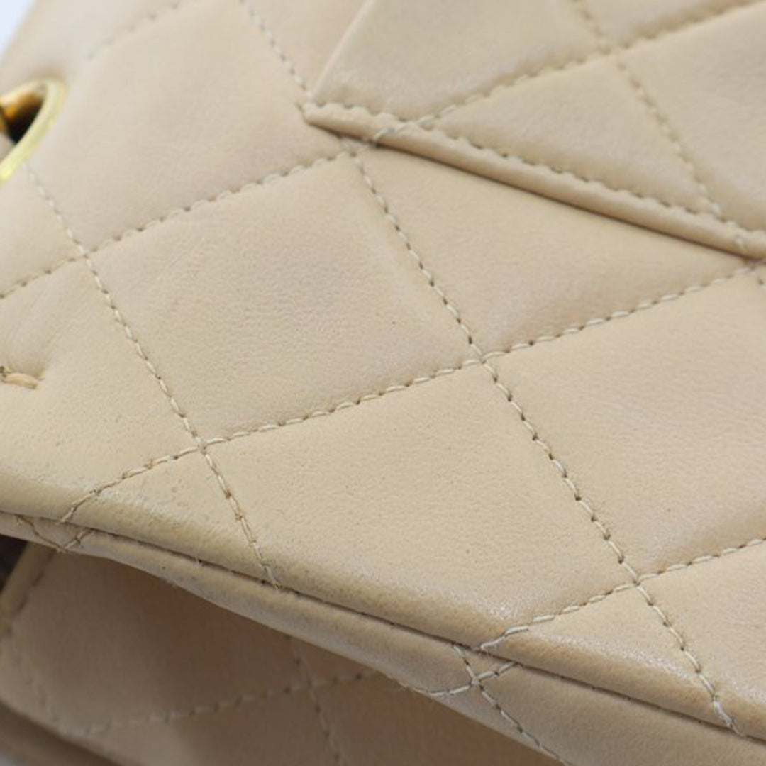 Medium Classic Lambskin Double Flap Brown - Gaby Paris
