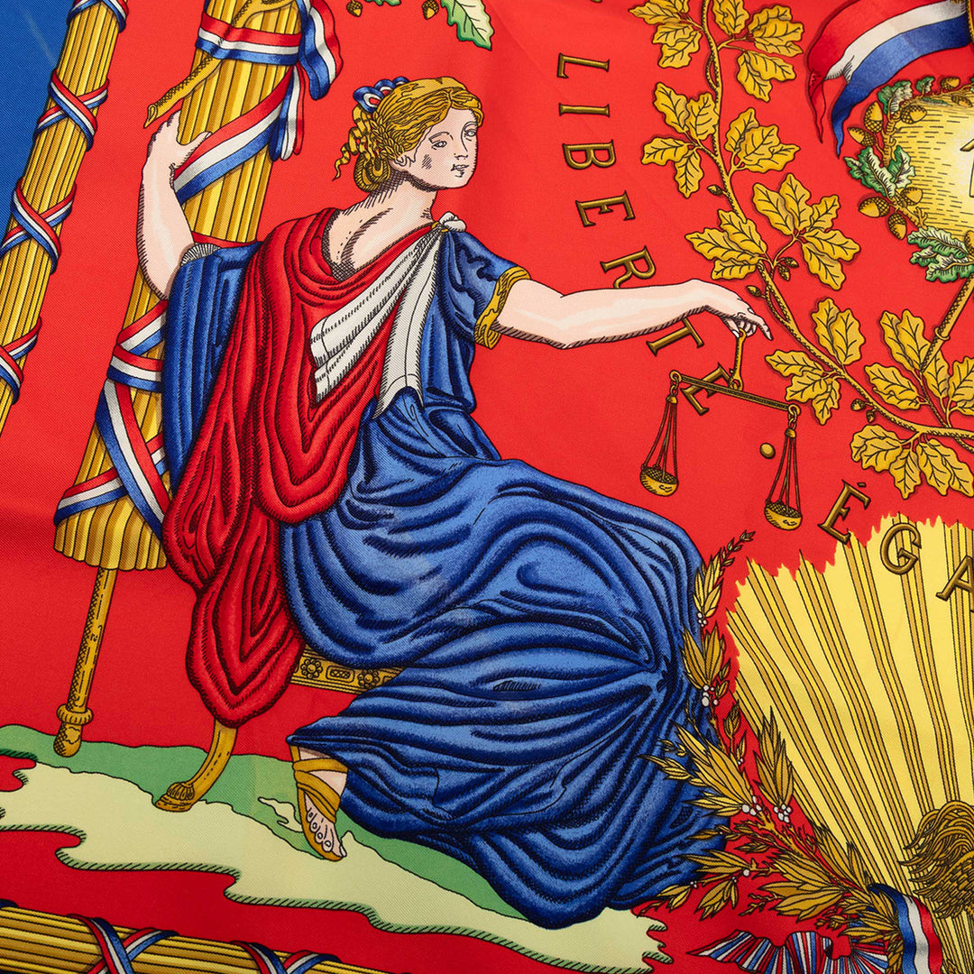 Hermès Republique Francaise Liberte Egalite Fraternite Soie Foulard 90