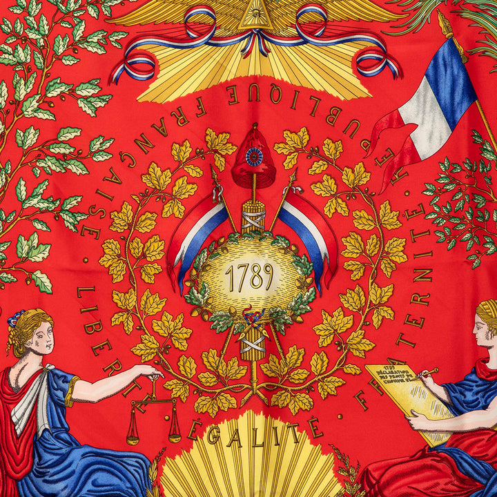 Hermès Republique Francaise Liberte Egalite Fraternite Soie Foulard 90
