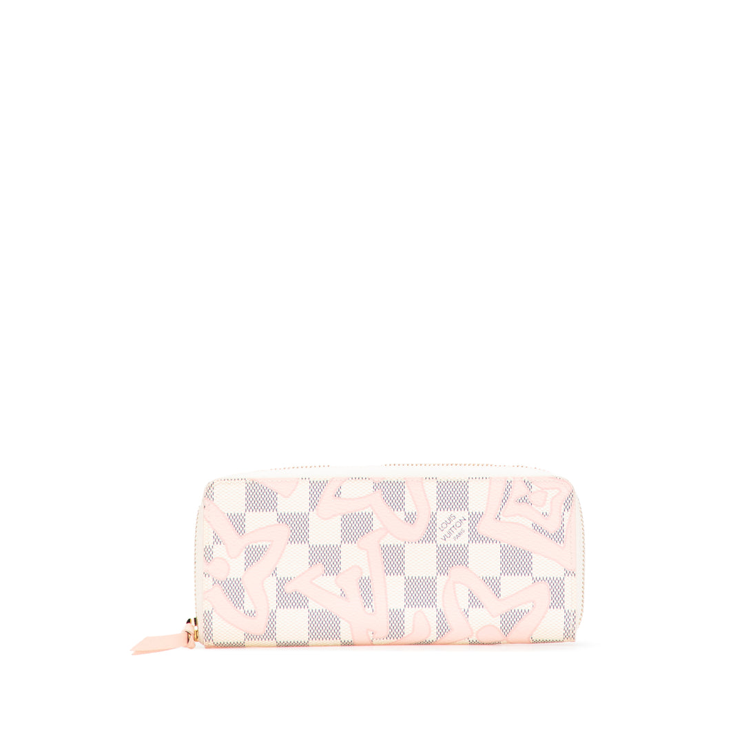 Damier Azur Tahitienne Clemence Zippy Wallet White - Gaby Paris