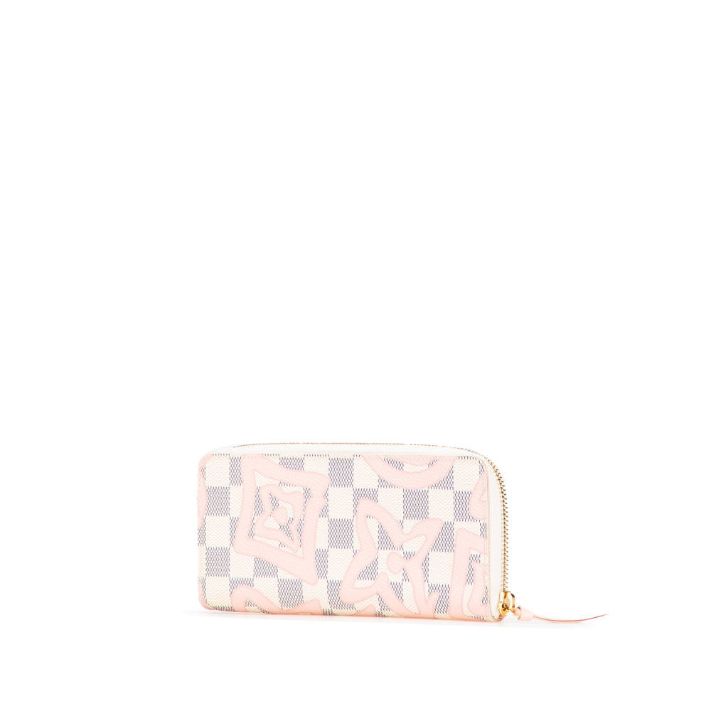 Damier Azur Tahitienne Clemence Zippy Wallet White - Gaby Paris