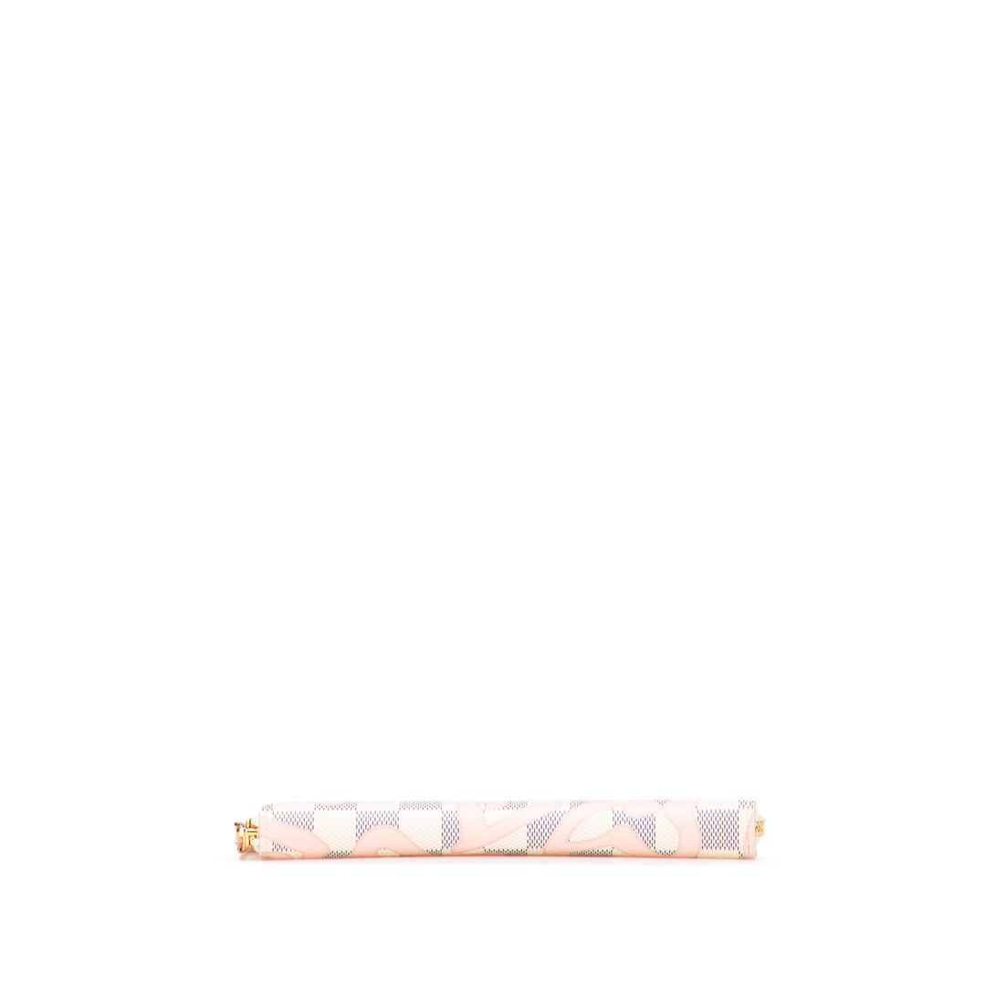 Damier Azur Tahitienne Clemence Zippy Wallet White - Gaby Paris