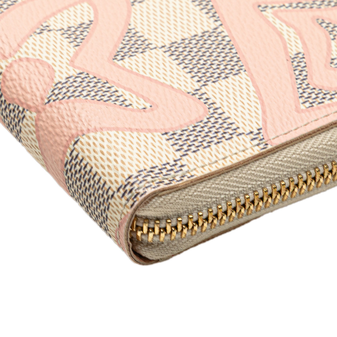 Damier Azur Tahitienne Clemence Zippy Wallet White - Gaby Paris