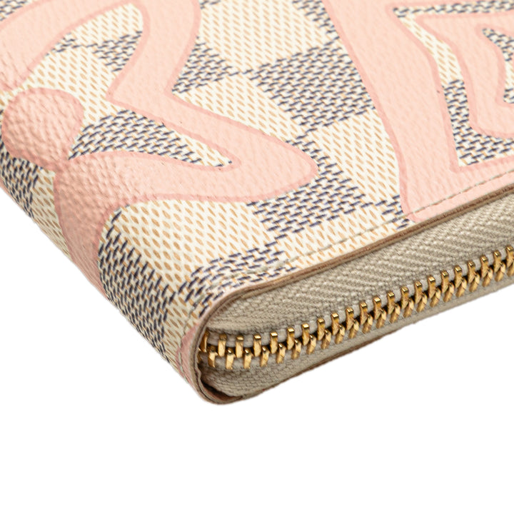 Damier Azur Tahitienne Clemence Zippy Wallet White - Gaby Paris
