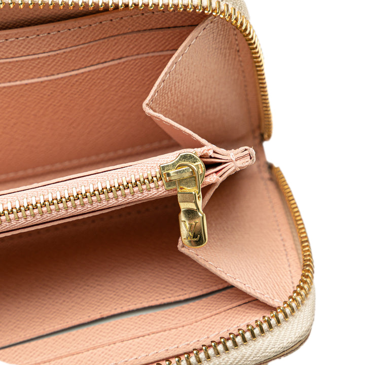Damier Azur Tahitienne Clemence Zippy Wallet White - Gaby Paris
