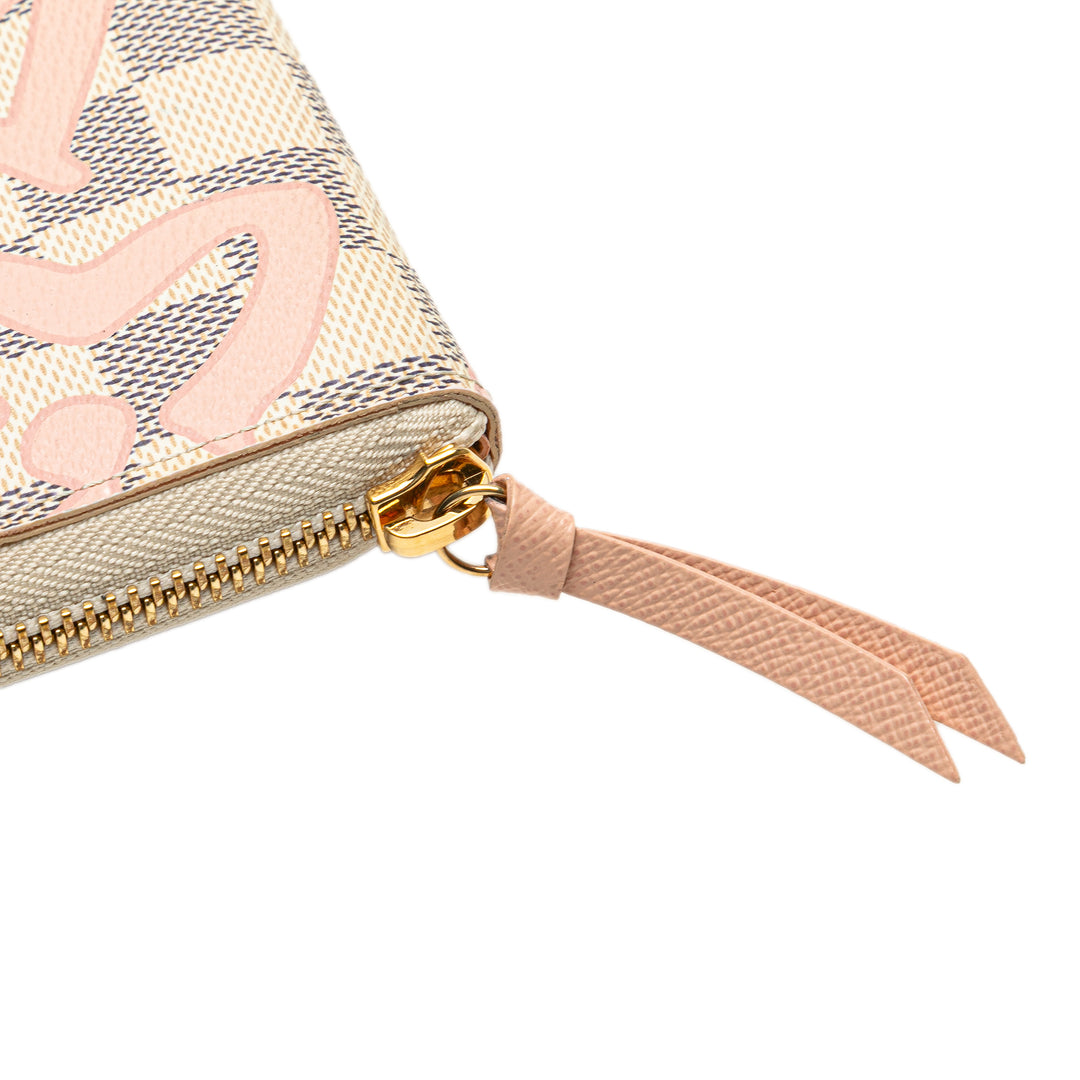 Damier Azur Tahitienne Clemence Zippy Wallet White - Gaby Paris