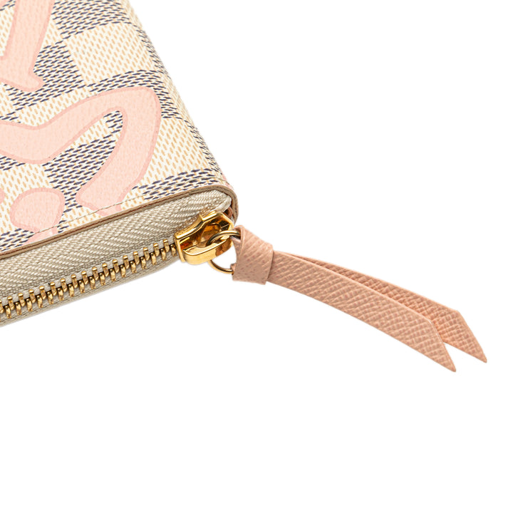 Damier Azur Tahitienne Clemence Zippy Wallet White - Gaby Paris