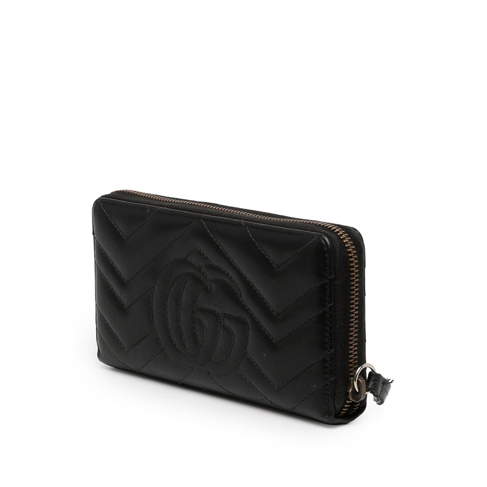 Gucci Portefeuille GG Marmont Matelasse Zippé Cuir de veau Noir – vue 2 – GABY PARIS