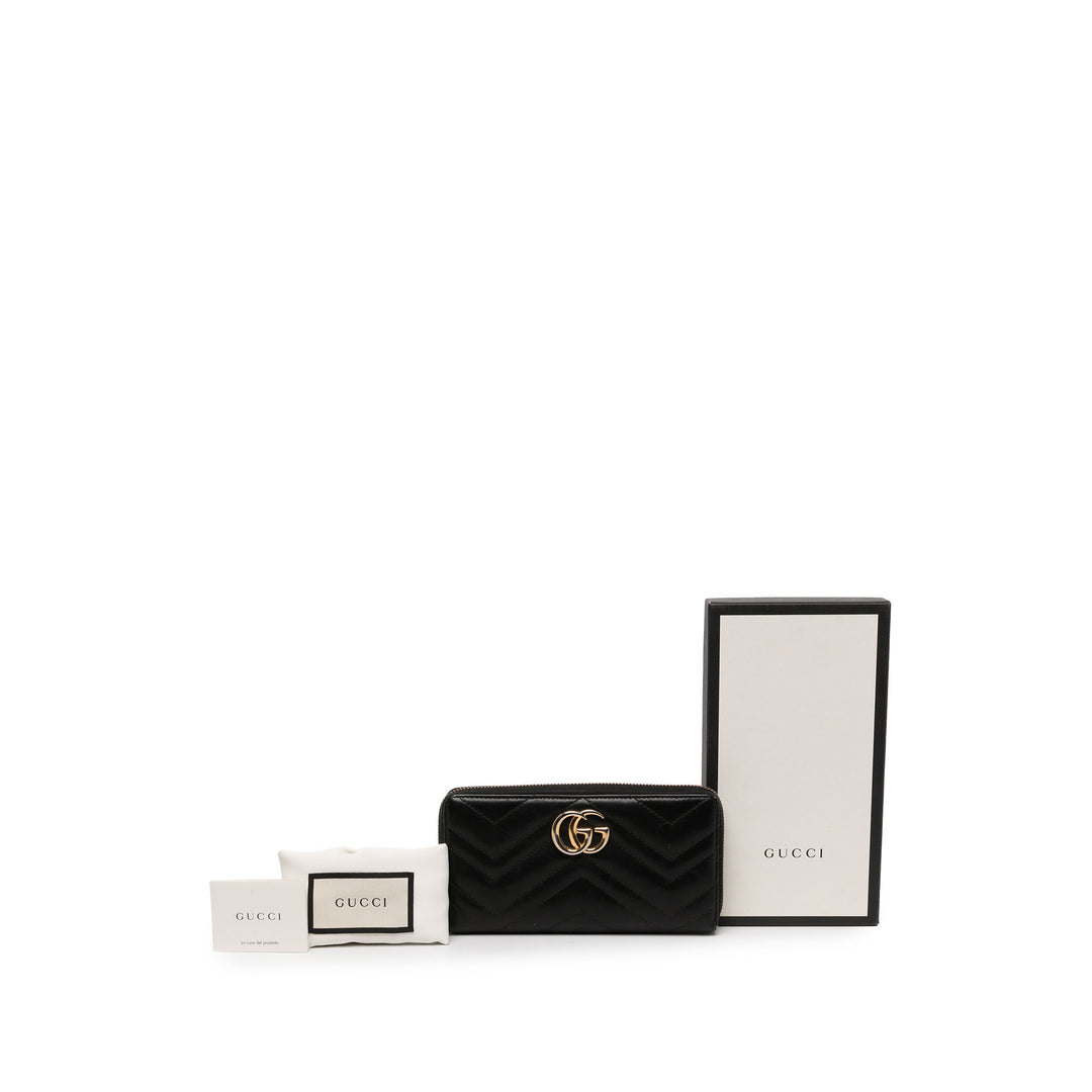 Gucci Portefeuille GG Marmont Matelasse Zippé Cuir de veau Noir – vue 6 – GABY PARIS