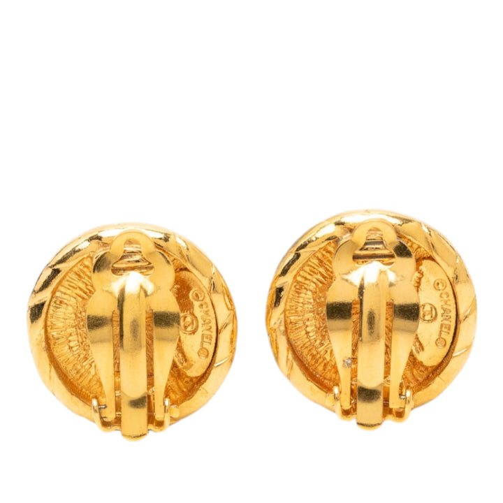CC plaqué Rond À clip Boucles d'oreilles Doré