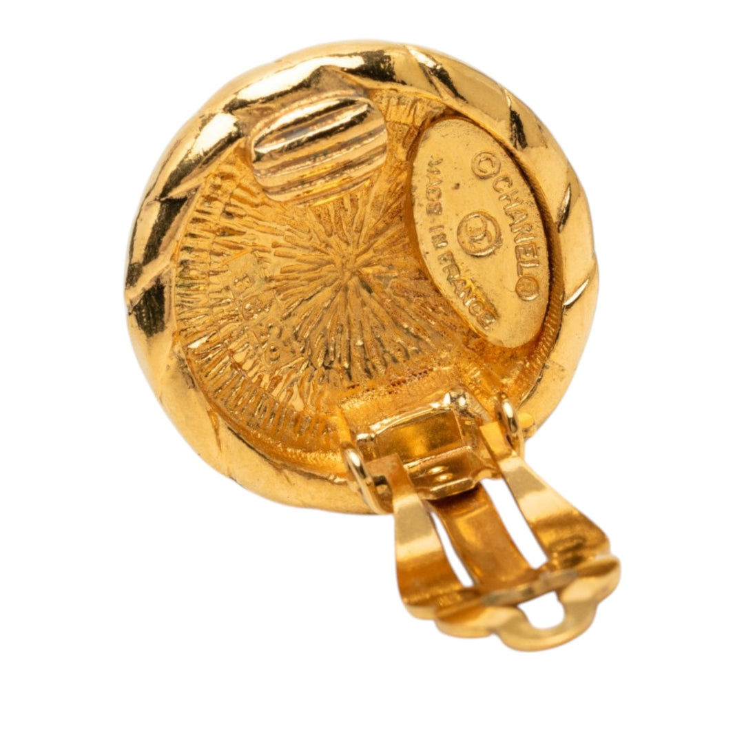 CC plaqué Rond À clip Boucles d'oreilles Doré