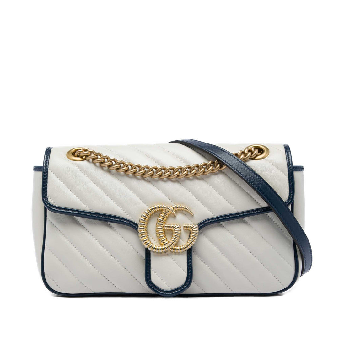 Gucci Medium GG Marmont Matelasse Diagonal Cuir de veau Torchon Sac bandoulière