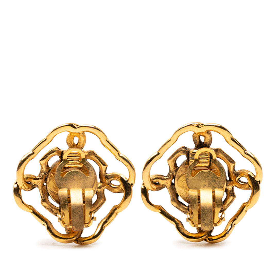 Chanel plaqué Perles fantaisie Clip On Boucles d’oreilles