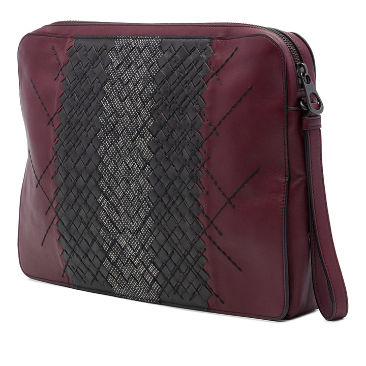 Bottega Veneta Pochette Tricolore Intrecciato à finitions Surpiqué nappa Rouge – vue 2 – GABY PARIS