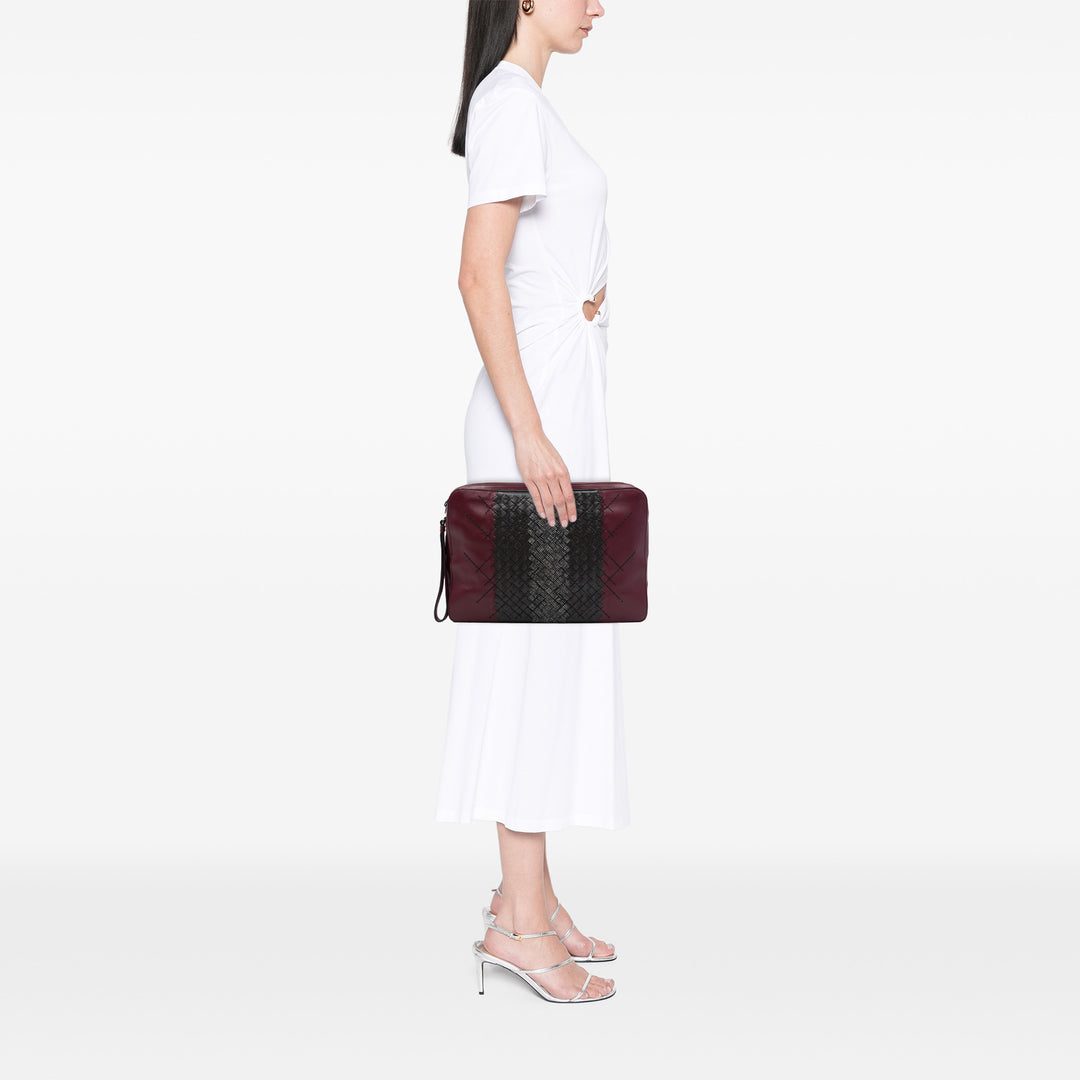 Bottega Veneta Pochette Tricolore Intrecciato à finitions Surpiqué nappa Rouge – vue 6 – GABY PARIS