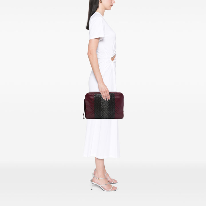 Bottega Veneta Pochette Tricolore Intrecciato à finitions Surpiqué nappa Rouge – vue 6 – GABY PARIS