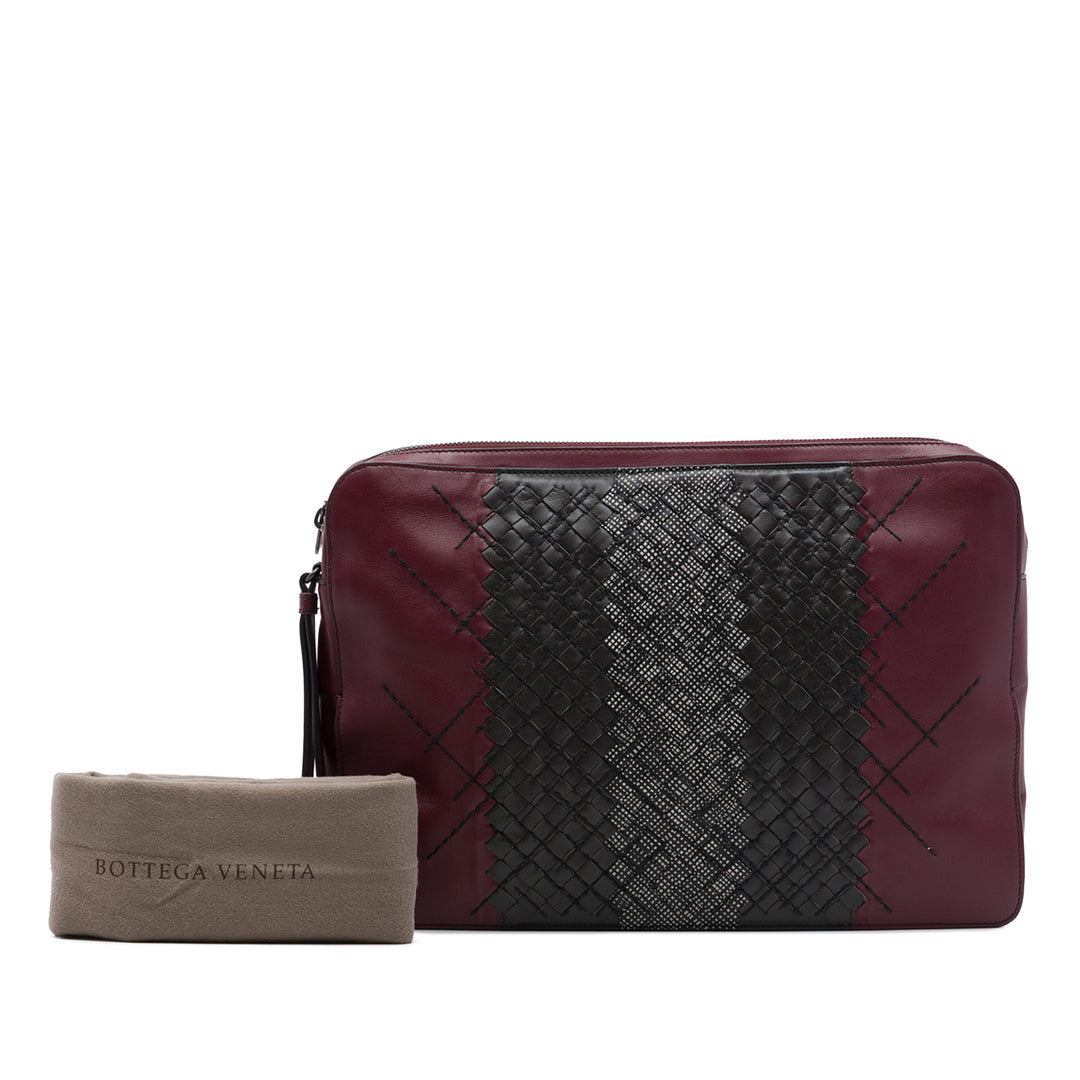 Bottega Veneta Pochette Tricolore Intrecciato à finitions Surpiqué nappa Rouge – vue 7 – GABY PARIS