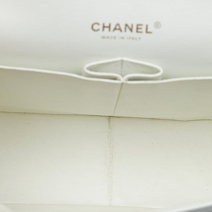 Chanel Classic Double rabat Jumbo Cuir caviar Blanc