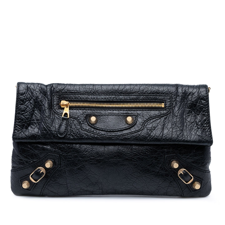 Balenciaga Cuir d’agneau Motocross Giant 12 Envelope Pochette Noir