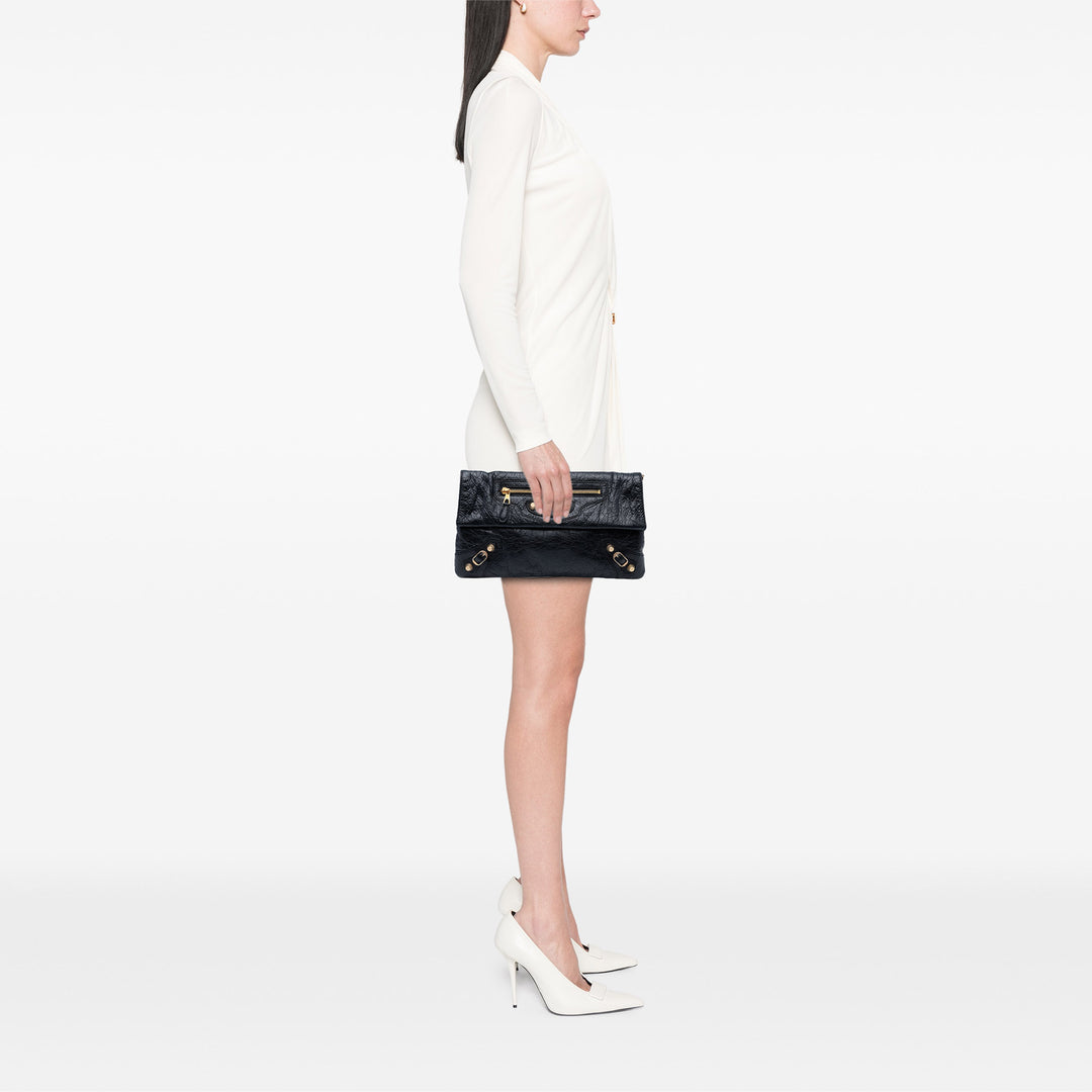 Balenciaga Cuir d’agneau Motocross Giant 12 Envelope Pochette Noir