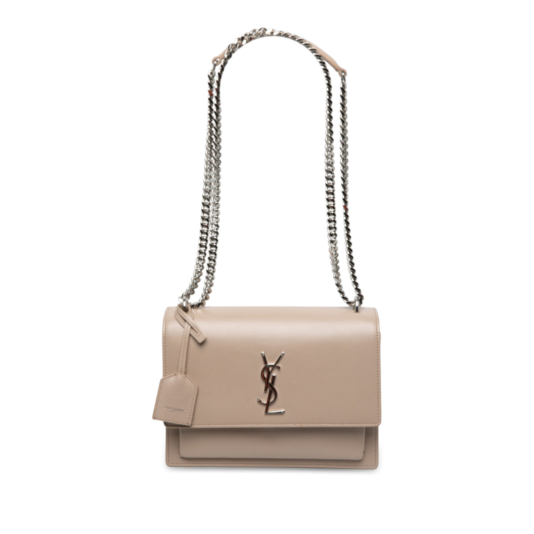Saint Laurent Sunset Sac Moyen Cuir de veau Marron – vue principale – GABY PARIS