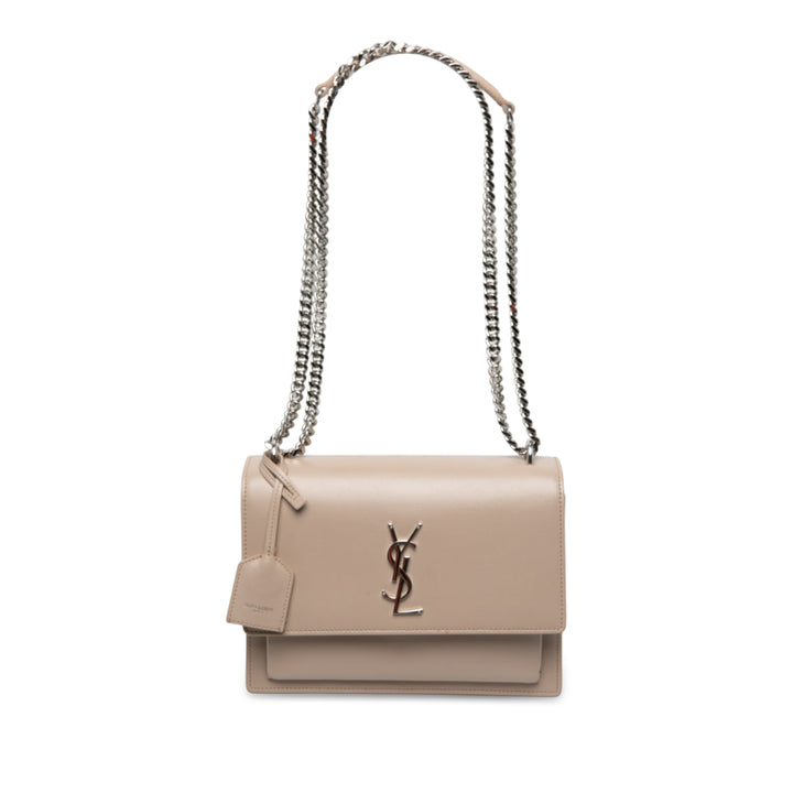 Saint Laurent Sunset Sac Moyen Cuir de veau Marron – vue principale – GABY PARIS