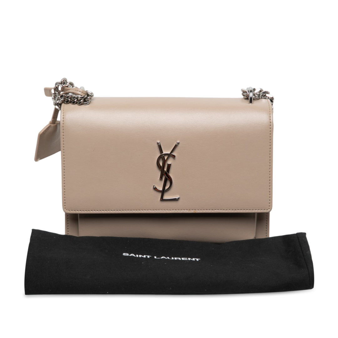 Saint Laurent Sunset Sac Moyen Cuir de veau Marron – vue 9 – GABY PARIS